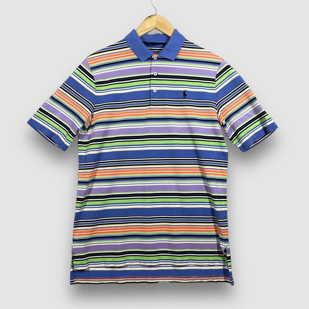 Polo Golf Ralph Lauren Mens Medium Multicolor Striped Short Sleeve Polo Shirt